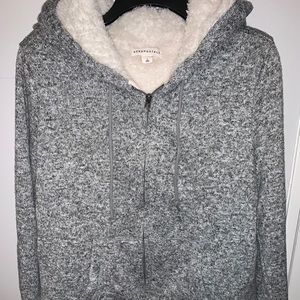 Gray Aeropostale Sweater W/ Faux Fur Interior